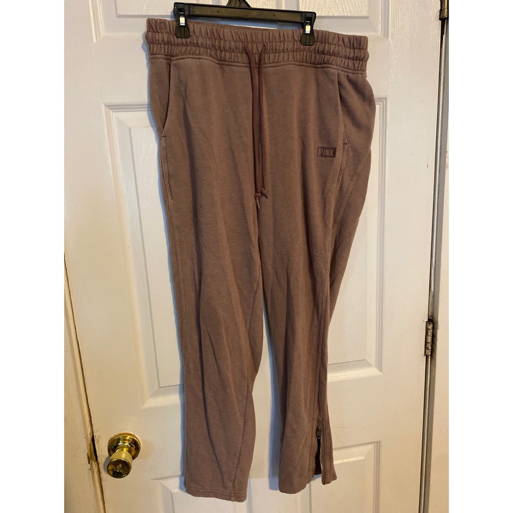 Victorias Secret PINK Mauve Sweatpants Joggers Ankle Zip Pockets Large